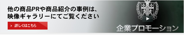 他の商品PRや商品紹介の事例は、映像ギャラリーにてご覧ください 詳しくはこちら 企業プロモーション